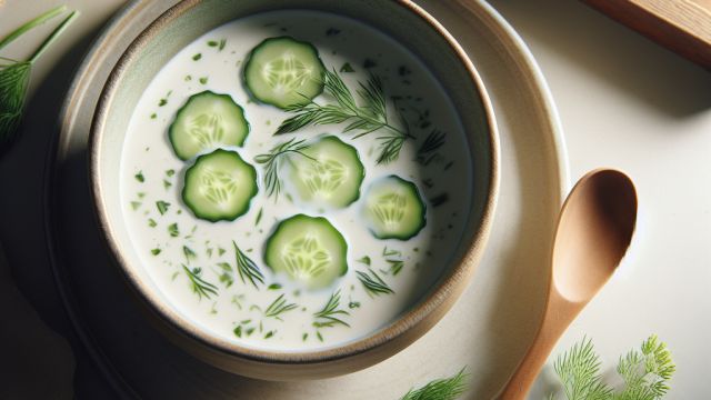 Aukstā gurķu - kefīra zupa ar dillēm attēls