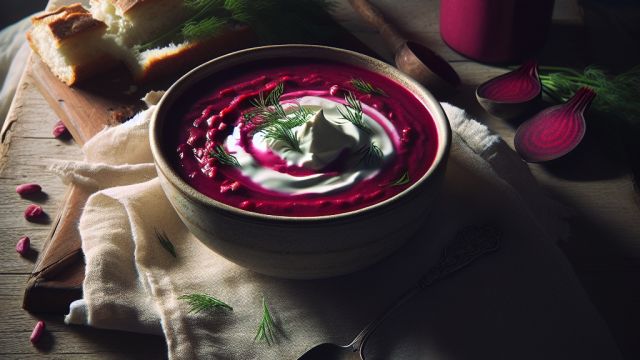 Biešu-lēcu krēmzupa attēls