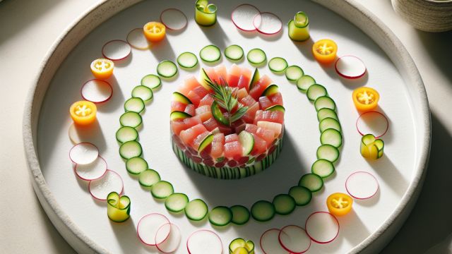 Japāņu Hamachi zivs tartars attēls