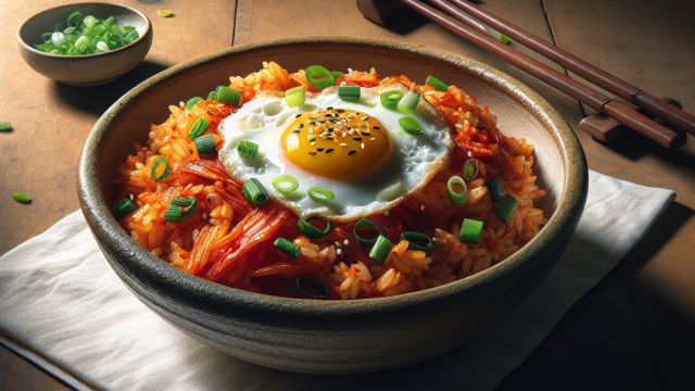 Kimchi cepti rīsi jeb kimchi-bokkeum-bap attēls