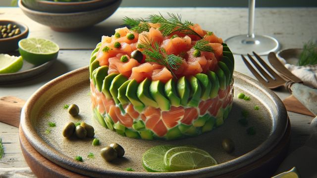 Laša un avokado tartars ar laima noti attēls