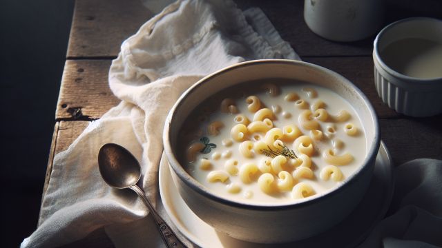 Makaronu piena zupa attēls