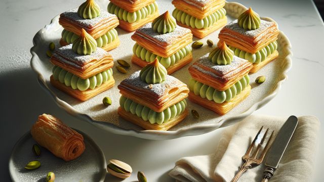 Mini Napoleona kūciņas ar pistāciju krēmu attēls