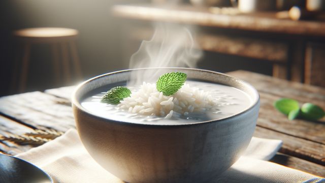 Piena zupa ar rīsiem attēls