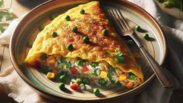 Rīsu un dārzeņu omlete attēls