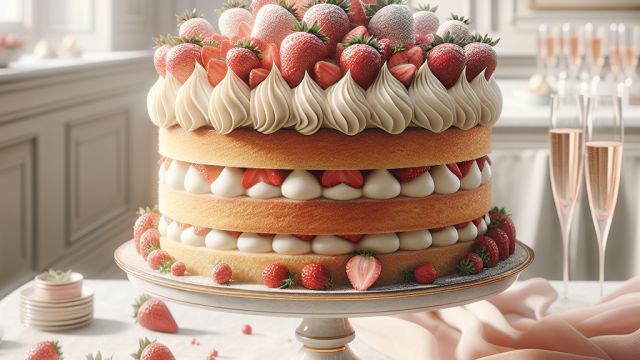 Šampanieša - zemeņu svētku torte attēls