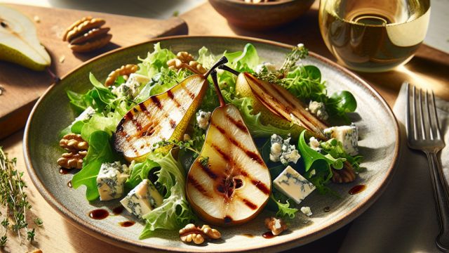Siera Gorgonzola Dolce un grilētu bumbieru salāti attēls